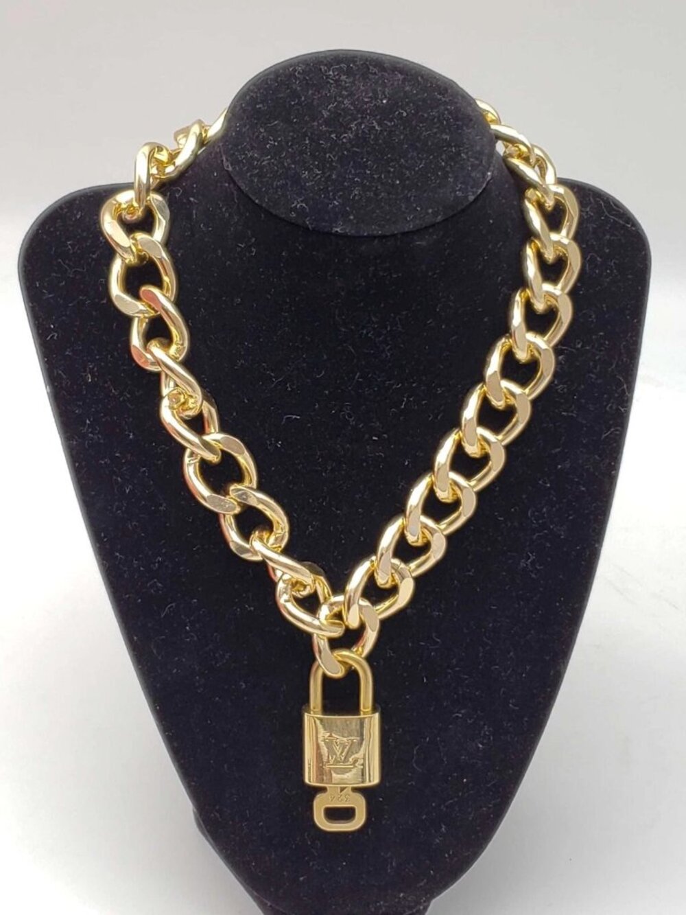 Gold-Plated Necklace with Authentic Louis Vuitton Padlock